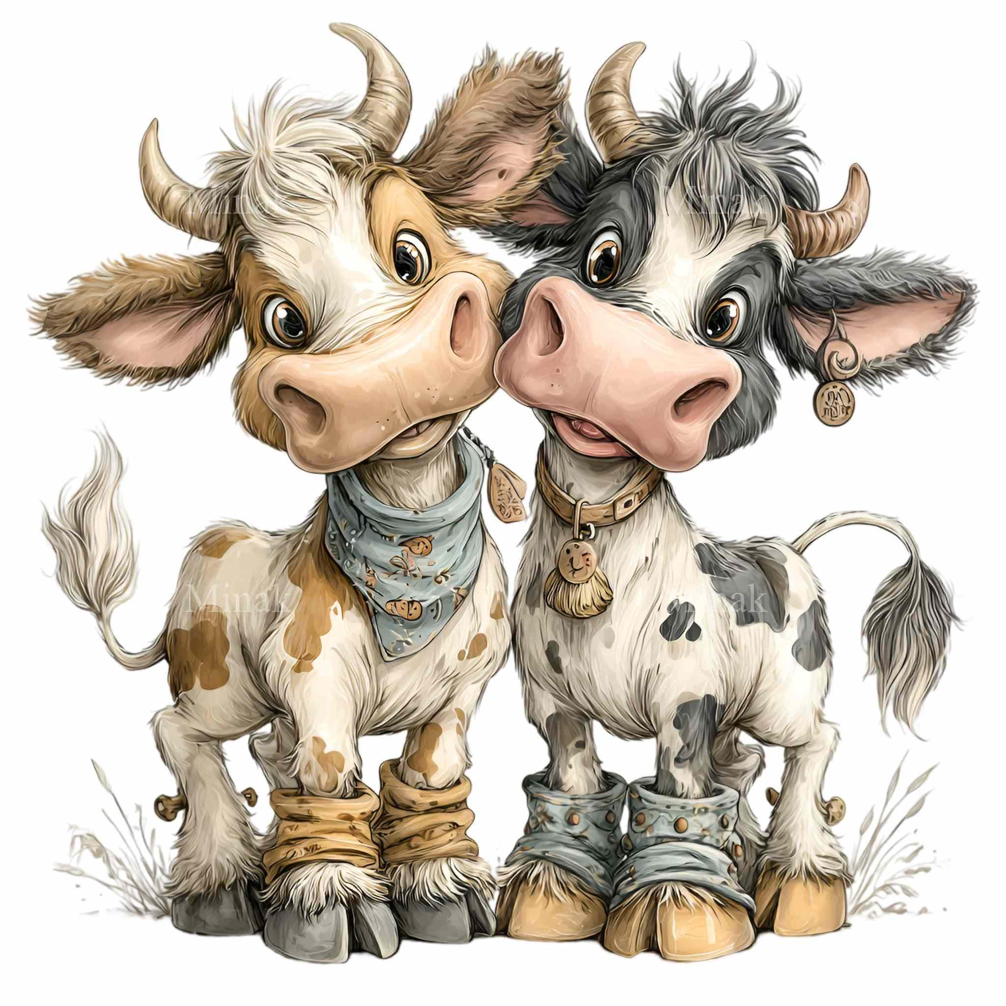 15 PNG Cute Cow Friends Clipart – Farm Animal PNG for Sublimation ...