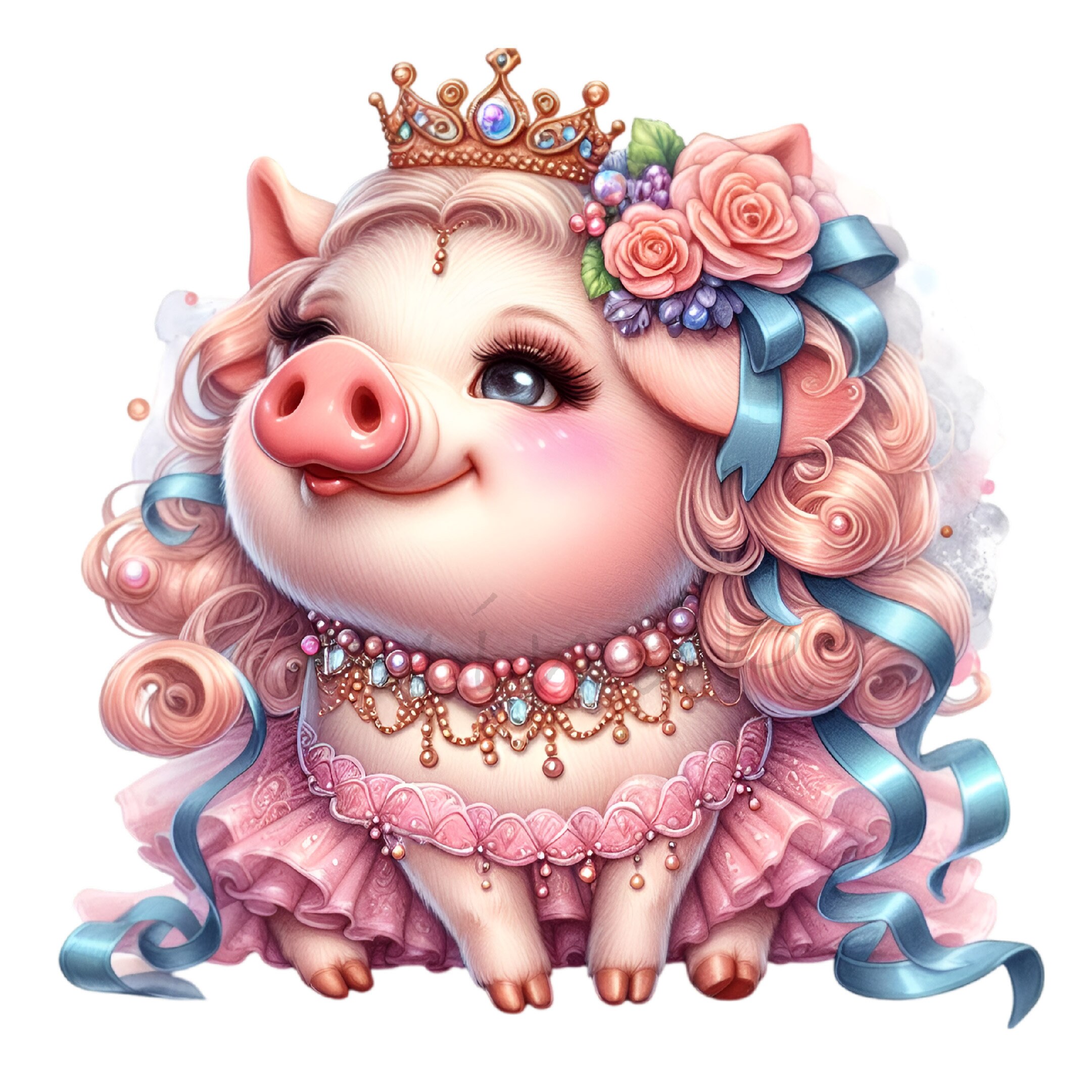 Princess Piglet 15 PNG Princess Pig Clipart – Cute Piglet PNG – Pink Tutu Farm Animal ...