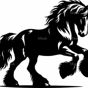 6 SVG cheval cabré de trait fichier de coupe SVG | Silhouette élégante de cheval lourd | Vecteur de cheval puissant pour Cricut, vinyle, utilisation au laser