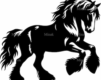 6 SVG Prancing Draft Horse SVG Cut File | Elegant Heavy Horse Silhouette | Powerful Horse Vector for Cricut, Vinyl, Laser Use