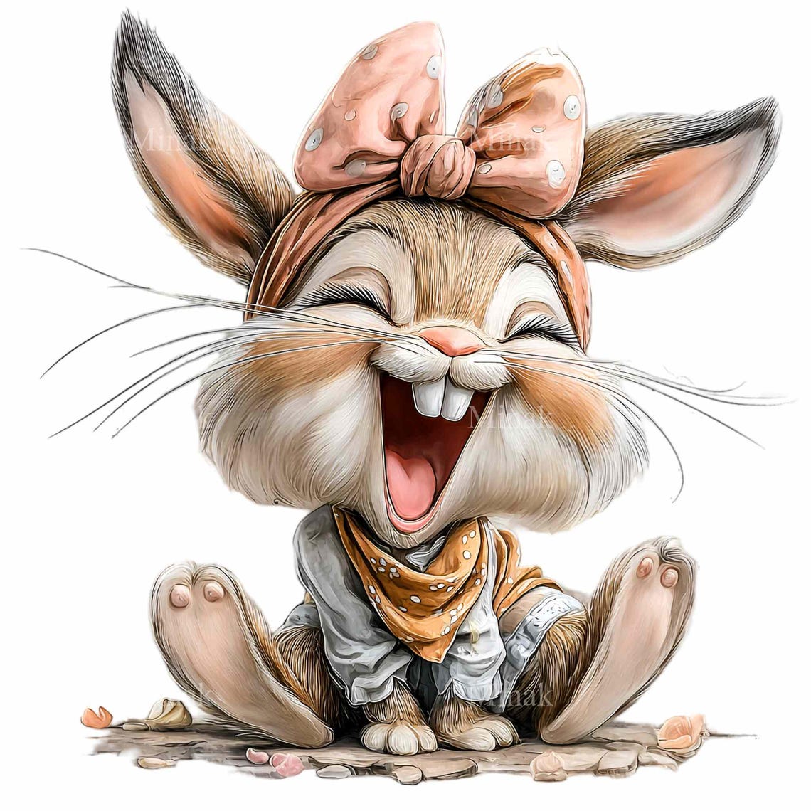 15 PNG Bunny Clipart, Laughing Rabbit Illustration, Watercolor Animal ...