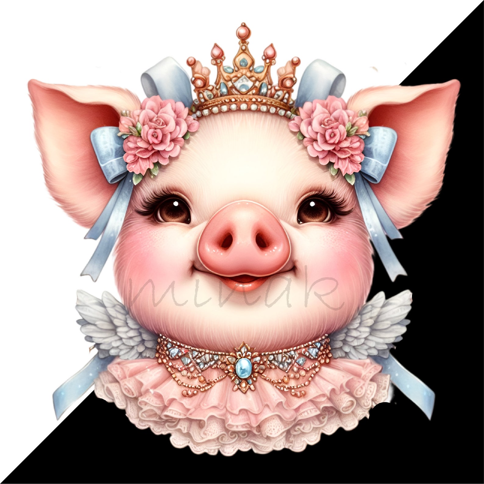 Princess Piglet 15 PNG Princess Pig Clipart – Cute Piglet PNG – Pink Tutu Farm Animal ...