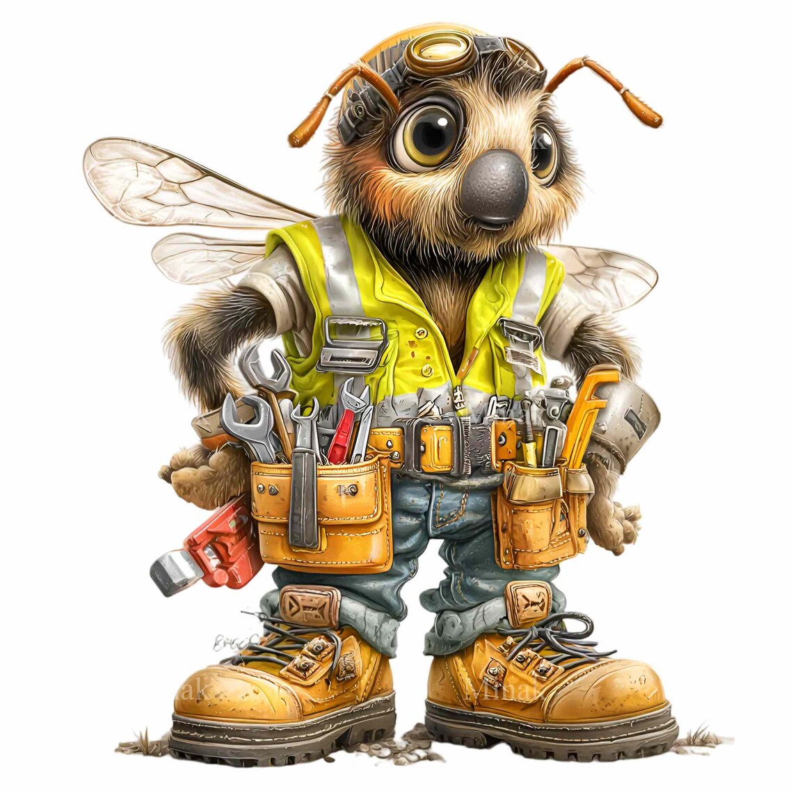 16 PNG Bee Handyman Clipart, Construction Bumblebee Repairman Tool Belt ...