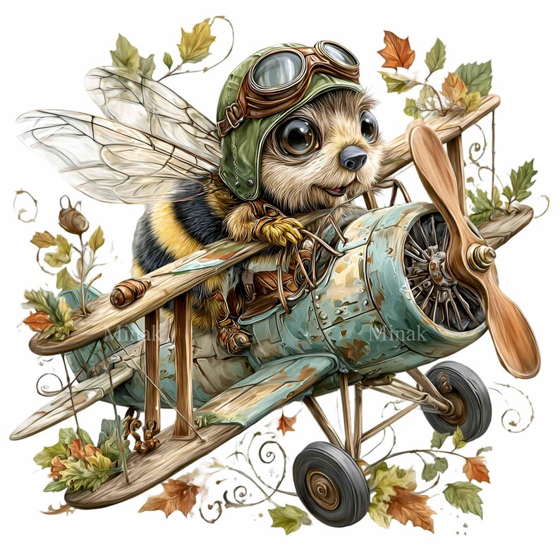15 PNG Aviation Bumblebee Pilot, Vintage Plane Clipart - Etsy