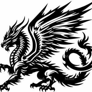 5 SVG Fantasy Dragon SVG Cut File | Fierce Winged Beast Clipart for Cricut & Silhouette Mythical Craft Projects