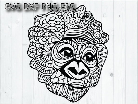 Download Ape Chimpanzee Svg Monkey Head Mandala Face Vector Etsy