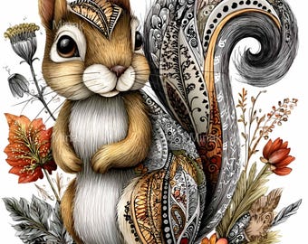 10 PNG Squirrel Clipart – Woodland Animal Illustration, Decorative Watercolor Art