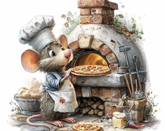 16 PNG Maus Chef Pizza Clipart, italienische Ratte Bäcker Küche
