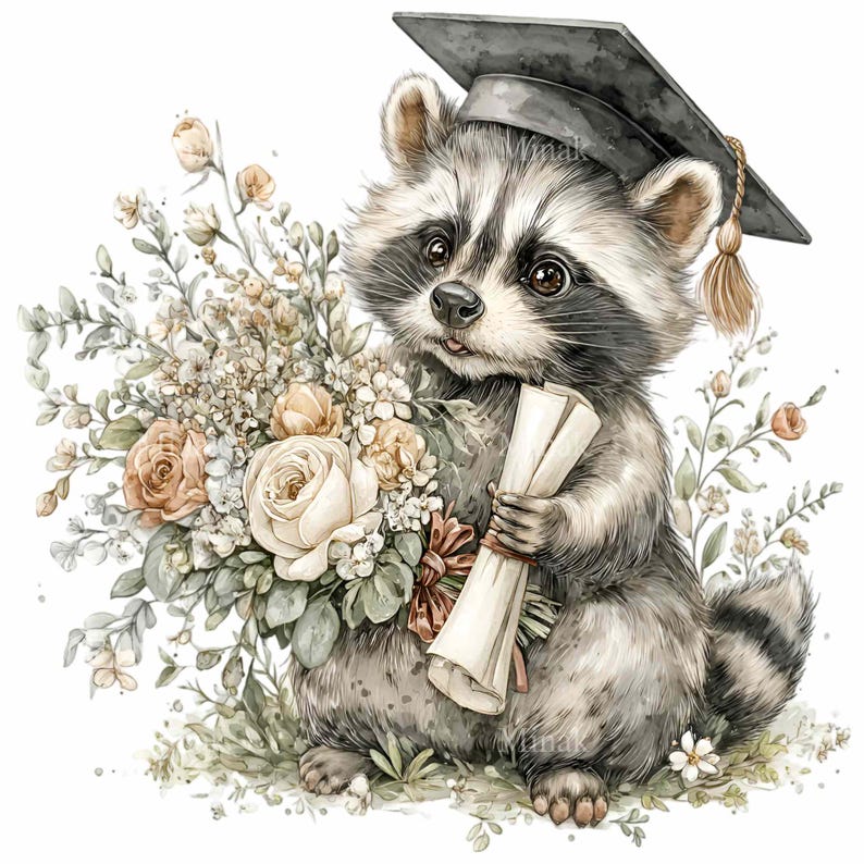 15 PNG Graduation Raccoon Clipart, Class of 2026 Senior Diploma ...