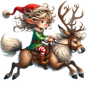 Elf Riding Reindeer Etsy