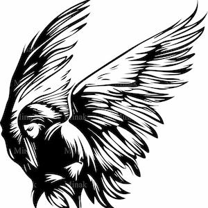 5 SVG Majestic Angel Wings Spread in Flight SVG File di taglio, elegante illustrazione di ali di uccello, clipart di ali volanti