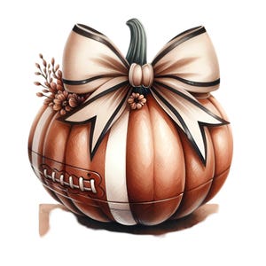 15 clipart PNG citrouille élégant avec noeud et décor floral, esthétique automne automne blanc brun doux, téléchargement numérique automne