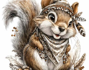 ヴィンテージリスのイラスト：手描きの動物の肖像画（eps、svg、jpeg