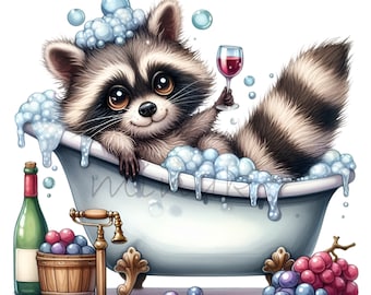 14 PNG Waschbär in der Badewanne Clipart Lustige Wein Müll Panda Badezimmer