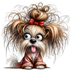 BD chien drôle animal fou dessin animé coloré clipart 15 PNG, impression par sublimation, art mural