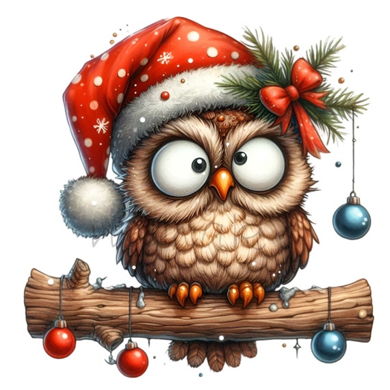 Owl with Scarf and Santa Hat Earrings Owl with Scarf and Santa Hat Earrings
