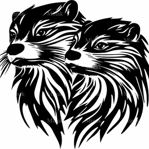 4 paire de loutres SVG, fichier de coupe de la faune majestueuse, rivière mignon Clipart animaux pour Cricut et Silhouette