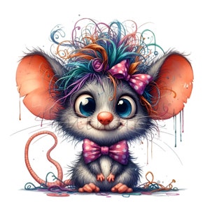 Splashed Mouse 12 PNG Color Splash Mouse Clipart โ Funny Cartoon Rat PNG โ Cute Animal ...