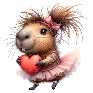 Capybara Clipart PNG – Valentine Capybara Illustration – Heart Animal Graphic