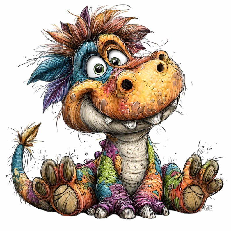 16 PNG Cute Rainbow Dino – Colorful Dinosaur PNG Clipart – Fun Cartoon ...