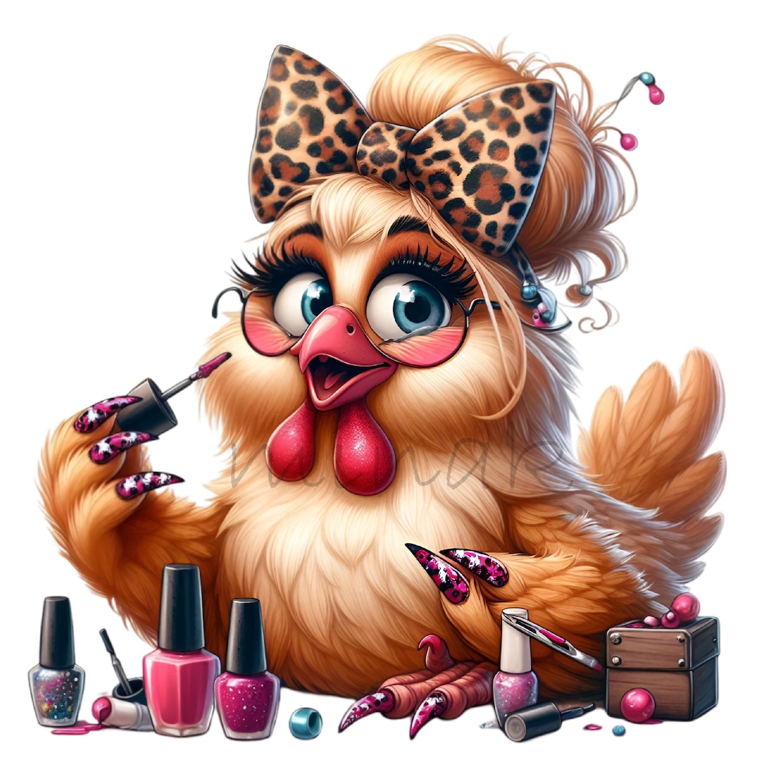 15 Fancy Chicken PNG Clipart - Glamorous Hen With Leopard Bow, Nail ...