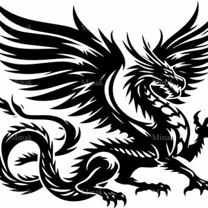 5 SVG Flying Dragon SVG Cut File | Mythical Winged Beast Clipart for Cricut & Silhouette Fantasy Craft Projects