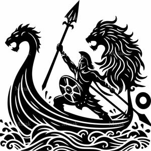 Archivo de corte SVG de guerrero espartano (6 imágenes prediseñadas de la antigua Grecia) para Cricut, Silhouette, vinilo de acorazado y diseño de héroes.