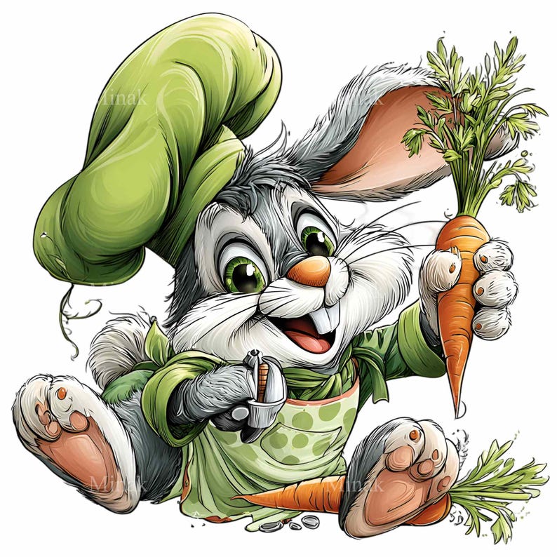 15 PNG Chef Bunny Clipart, Rabbit Baker Sublimation, Carrot Garden ...