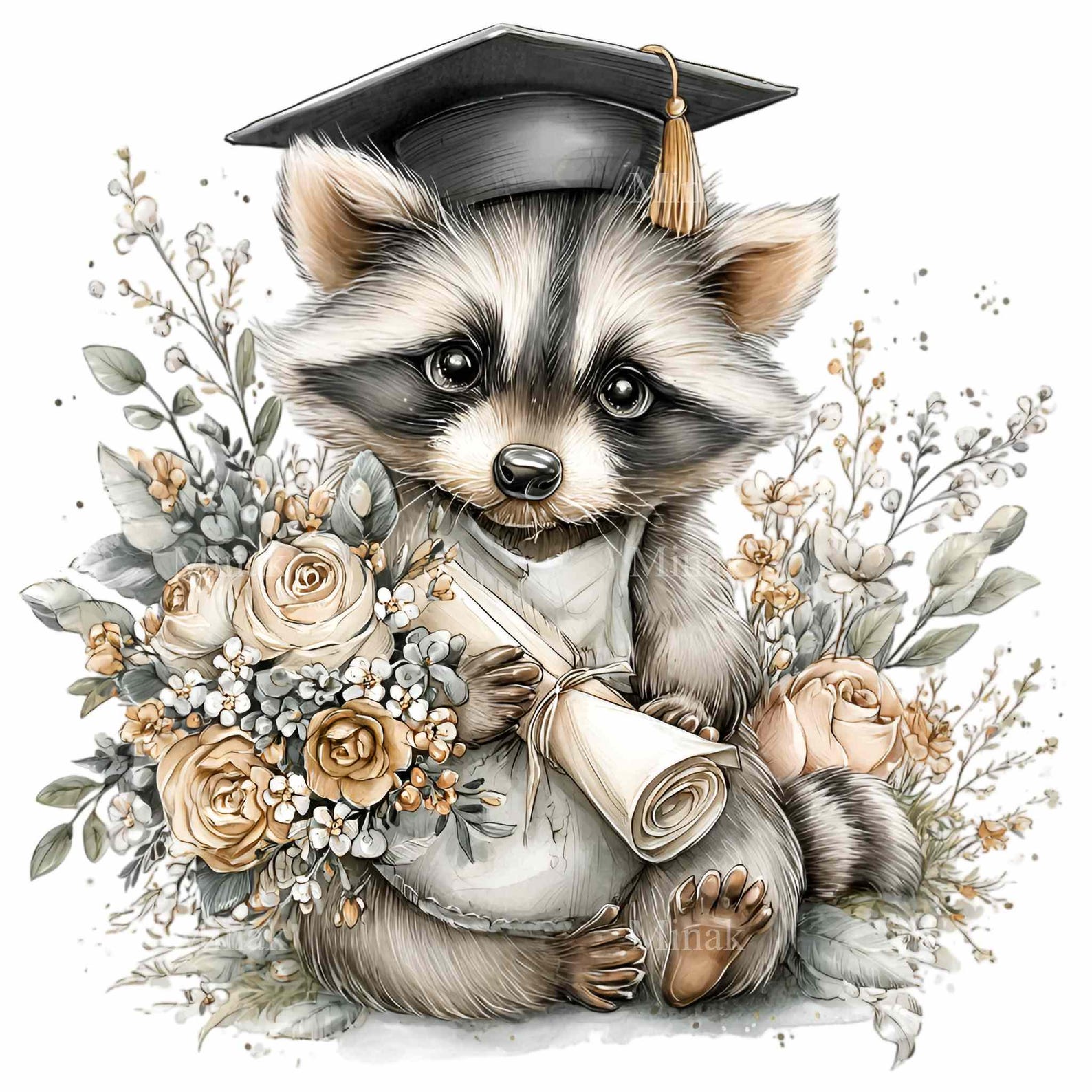 Senior Racoon 15 PNG Graduation Raccoon Clipart, Class of 2026 Senior Diploma ...