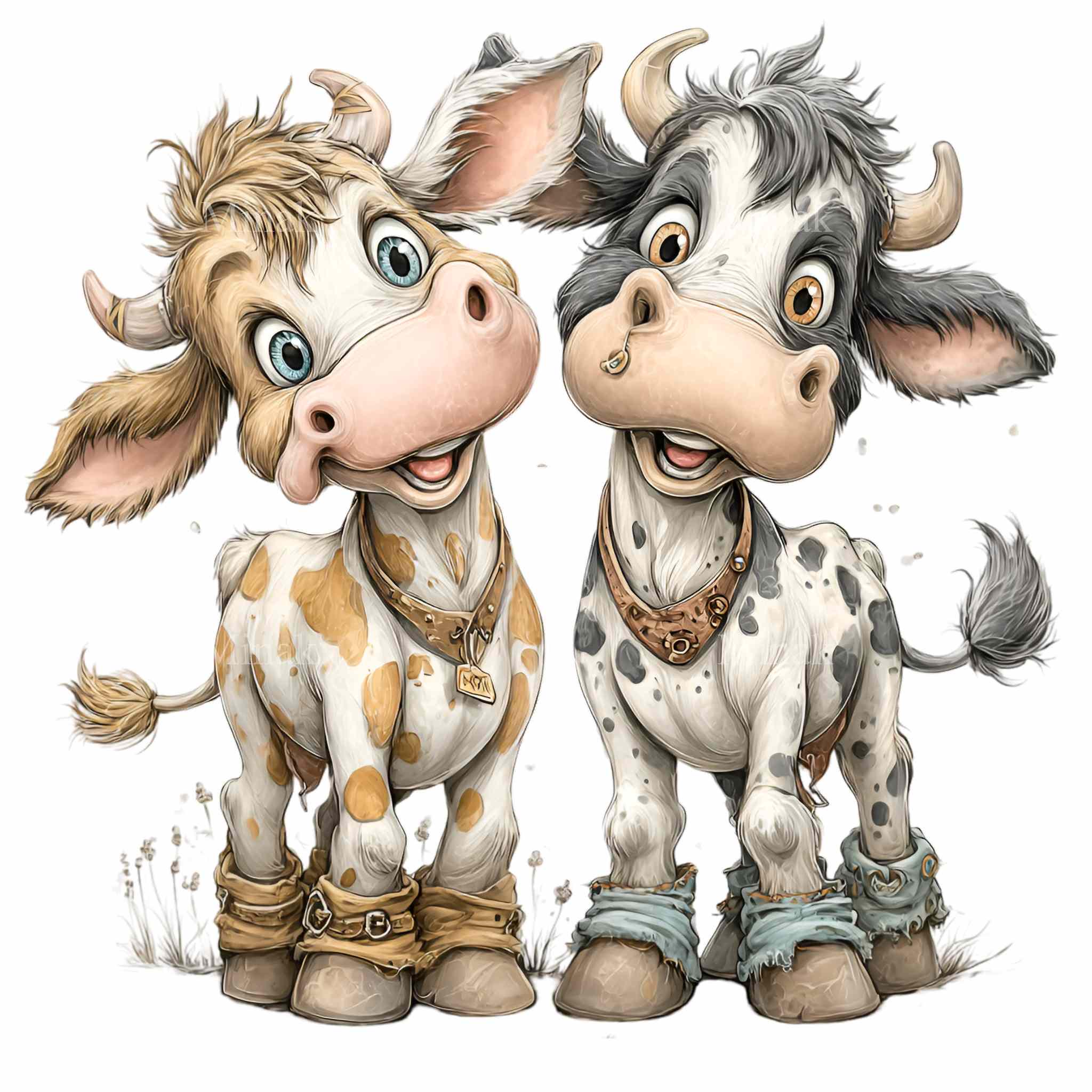 15 PNG Cute Cow Friends Clipart – Farm Animal PNG for Sublimation ...