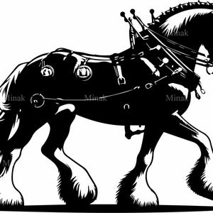 6 SVG Défilé de chevaux de trait SVG | Fichier de coupe cheval Clydesdale pour Cricut & Silhouette | Clipart animaux de trait