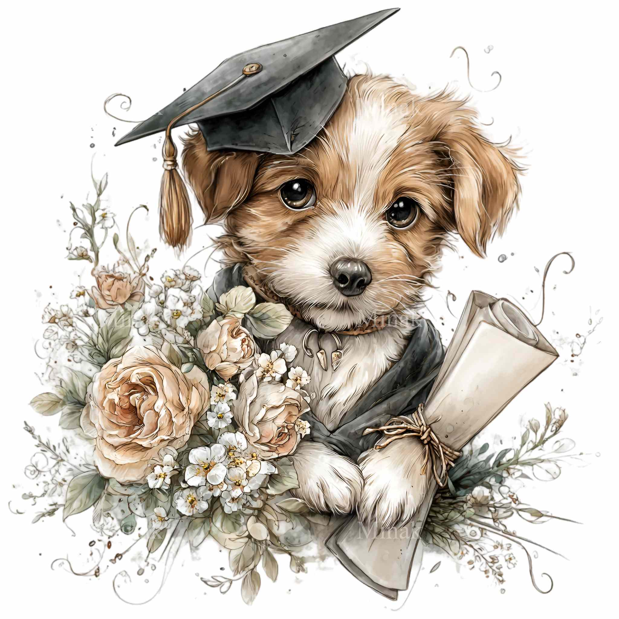 15 PNG Graduation Puppy Clipart, Class of 2026 Senior Dog Diploma ...