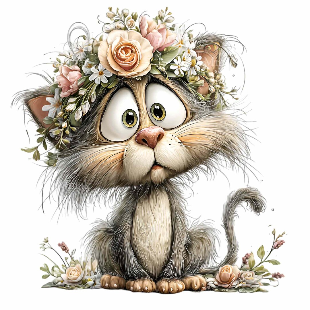 15 PNG Flower Crown Cat Clipart – Kitten Nursery Art (digital Download ...
