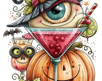 15 PNG Witch Eyeball Cocktail, Halloween Pumpkin Art
