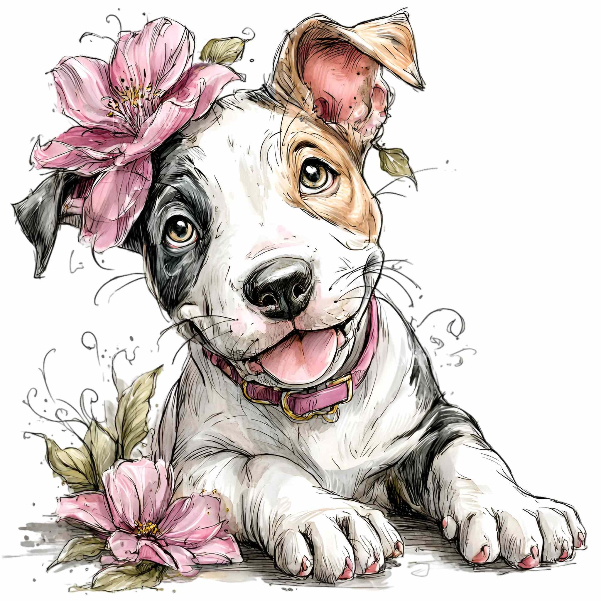 15 PNG Floral Dog Clipart - Cute Puppy With Flower Digital Download for ...