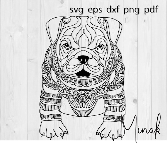 Download American Bulldog Svg Dxf Mandala Dog Vector Clipart Etsy
