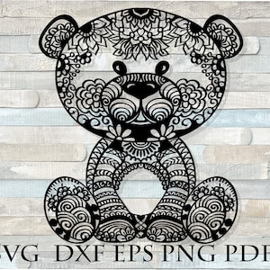 Bear Svg, Intricate Svg, Cricut Svg, Mandala Svg, Zentangle Cutting Files