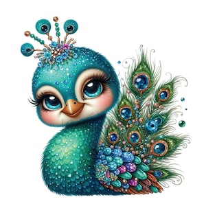 Peacock clipart, 10 PNG aquarel kleurrijke veren vogel illustraties, lente Pasen kaart maken, baby shower, cadeaubon, afdrukbare muur kunst
