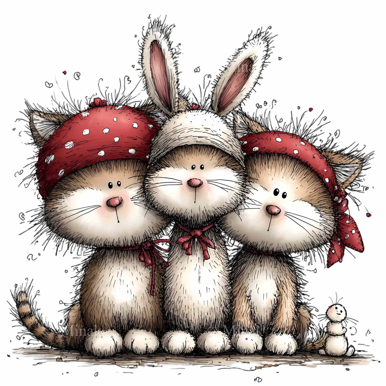 11 PNG Kitten Family Clipart – Bunny Ear Cats Illustration, Valentine ...