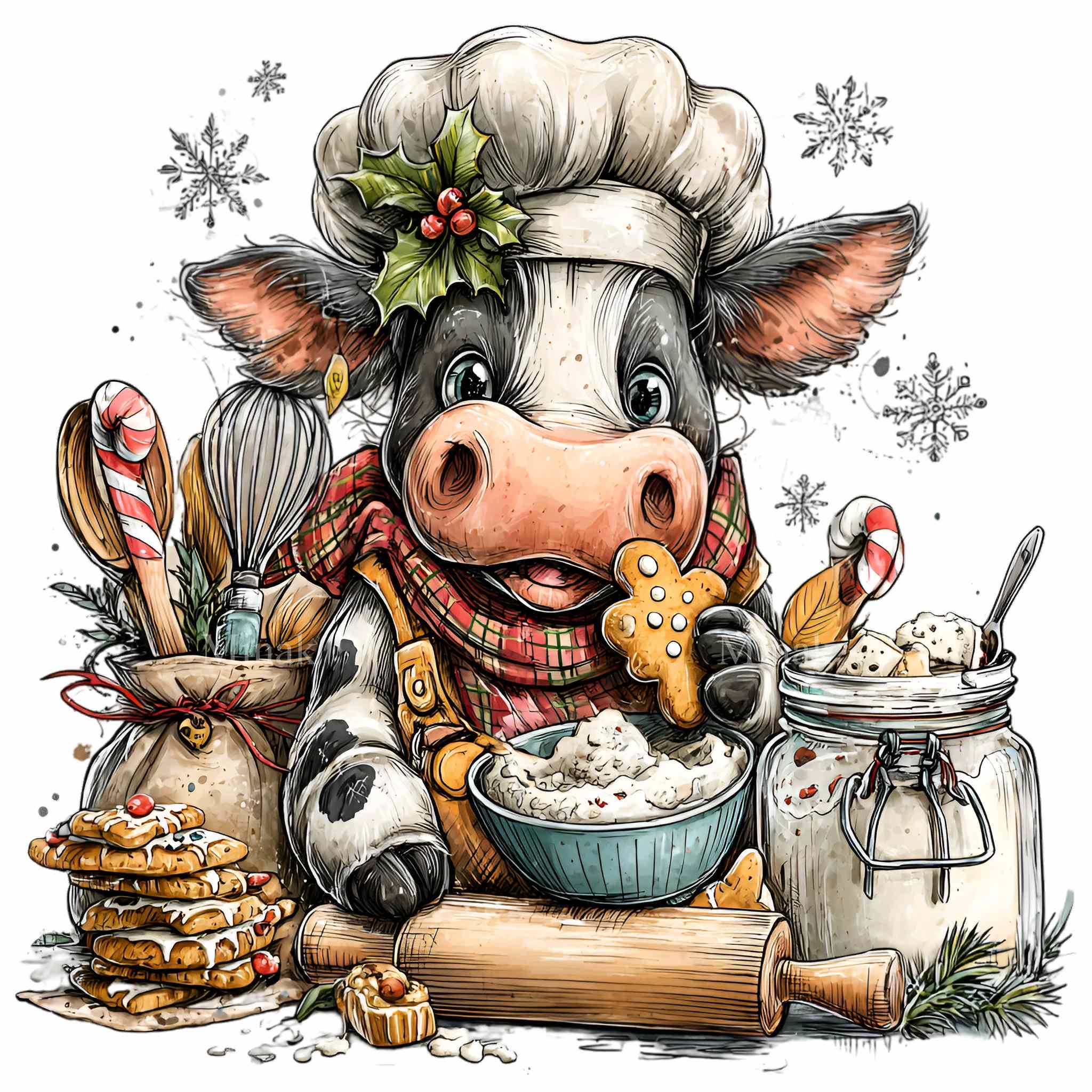 10 PNG Christmas Baking Cow Gingerbread Kitchen Calf Clipart - Etsy