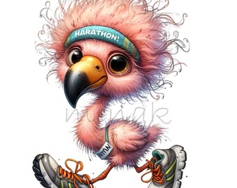 18 PNG Running Flamingo Clipart, Marathon Bird Fitness Jogging, Pink Sport