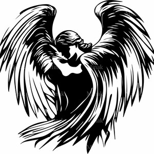 5 fichiers SVG élégant ange SVG - gracieuse silhouette ailée dans une pose réfléchissante - art numérique spirituel pour Cricut & Silhouette
