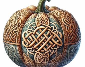 15 PNG Celtic Knot Pumpkin Autumn Ornament Printable