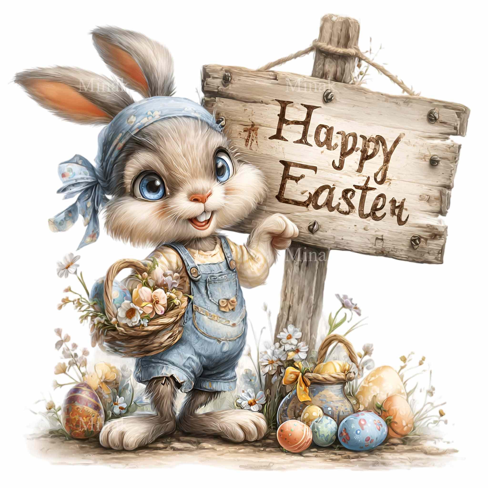 16 PNG Easter Rabbit Clipart, Happy Holiday Bunny Illustration, Spring ...