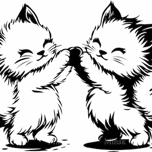 4 SVG かわいい子猫のハイタッチ – 猫のSVGカットファイル – 動物愛好家のシャツ、デカール、楽しいクラフトプロジェクトのための遊び心のあるペットのデザイン