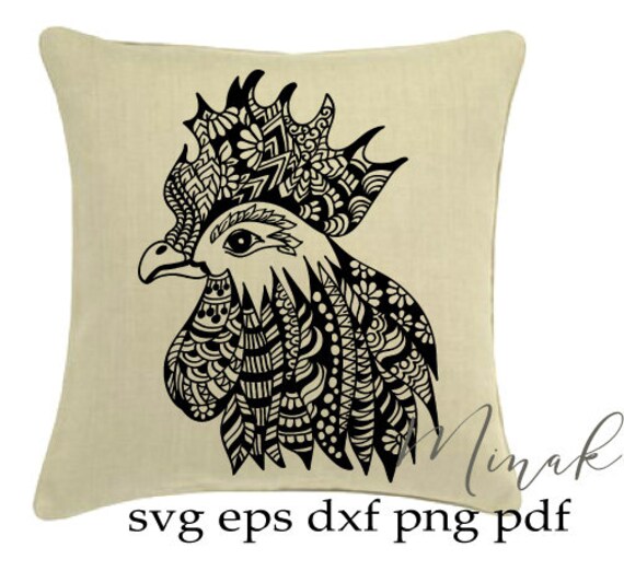 Download Mandala Rooster Svg Zentangle Head Mom Shirt Farm Wall Art Etsy