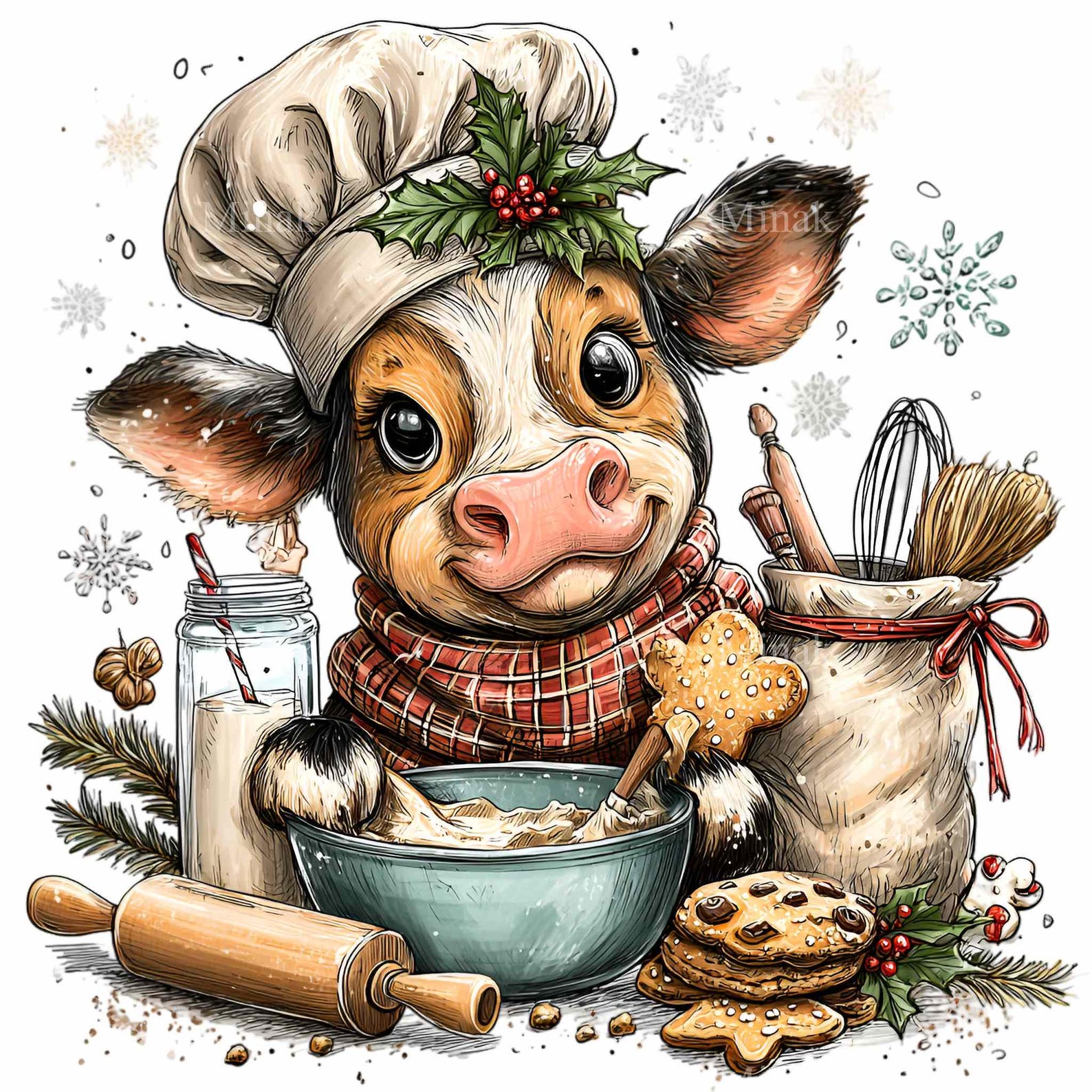 10 PNG Christmas Baking Cow Gingerbread Kitchen Calf Clipart - Etsy