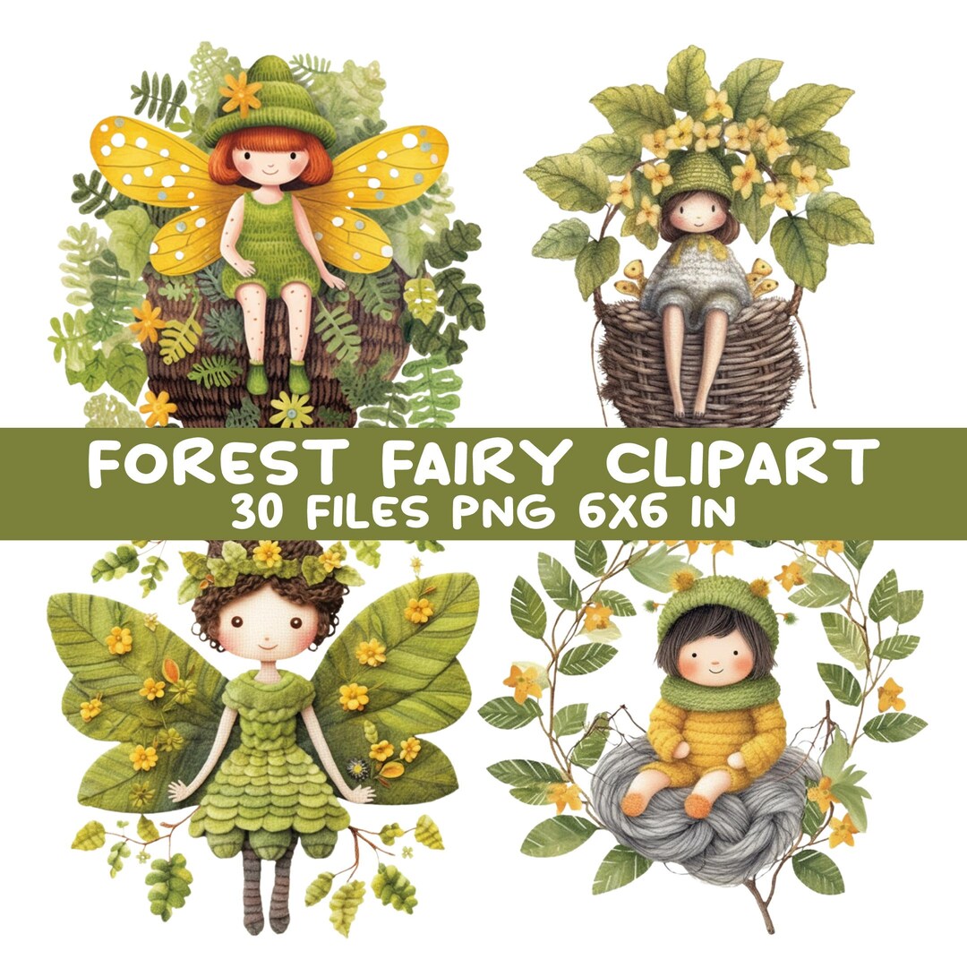 30 Forest Fairy Clipart PNG Bundle Digital Card Making Junk - Etsy