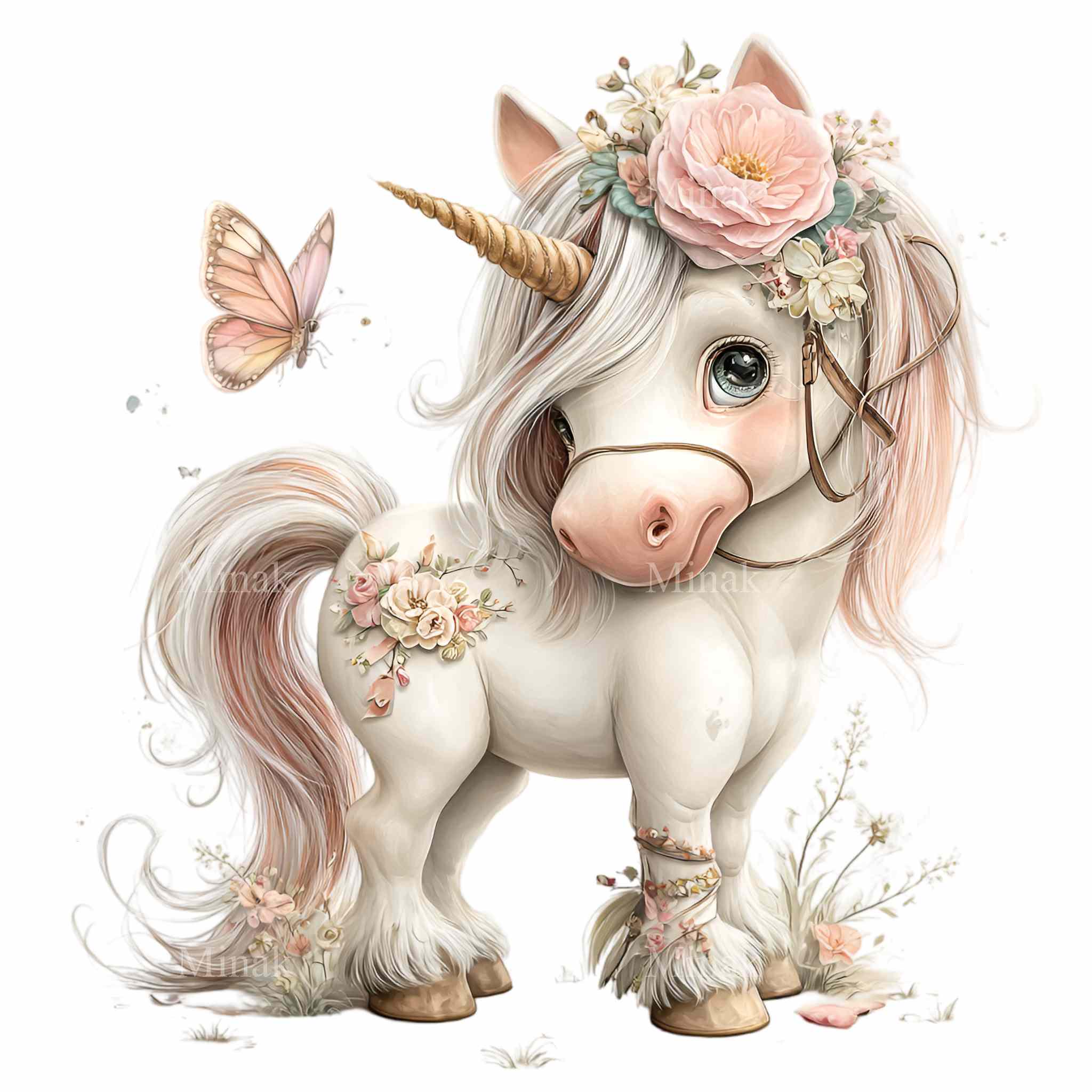 20 PNG Unicorn Clipart Floral Illustration – Baby Fantasy Animal ...