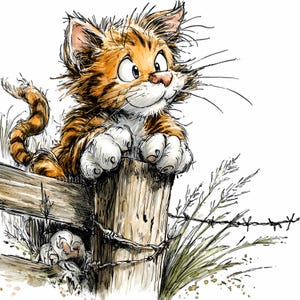 15 PNG Orange Tabby Cat Clipart, Fence Kitten Watercolor